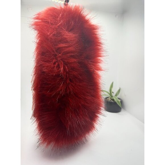 Vintage Red Faux Fur Head Wrap Fluffy Winter Headwear Soft & Stylish Accessory - Picture 14 of 16